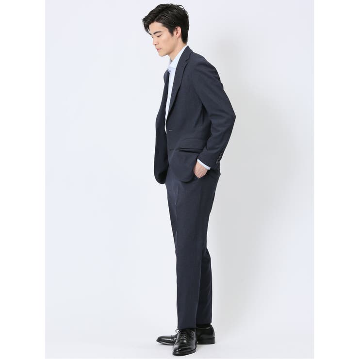 軽量メッシュ レギュラーフィット 2ボタン2ピーススーツ チェック青 | TAKA-Q MEN | 詳細画像2