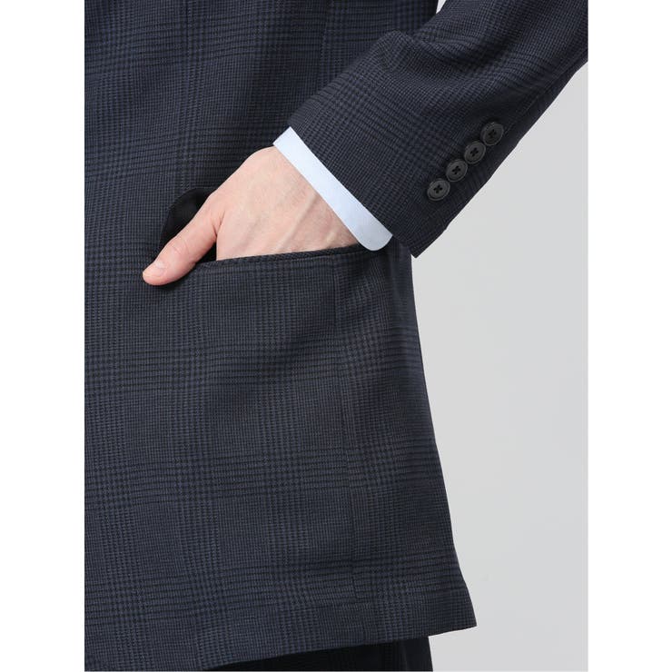 軽量メッシュ レギュラーフィット 2ボタン2ピーススーツ チェック青 | TAKA-Q MEN | 詳細画像9