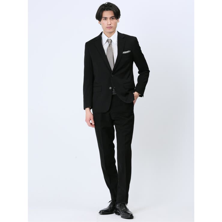 05黒 | ストレッチウォッシャブル スリムフィット 2ボタン2ピース | TAKA-Q MEN