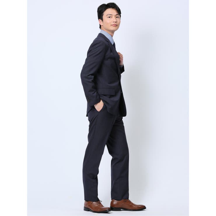 ウール混 スリムフィット 2ボタン2ピーススーツ 組織青 | TAKA-Q MEN | 詳細画像4 
