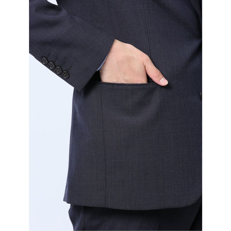 ウール混 スリムフィット 2ボタン2ピーススーツ 組織青 | TAKA-Q MEN | 詳細画像9 