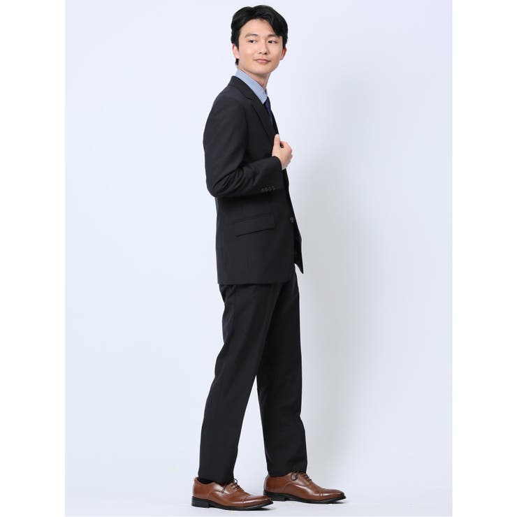 ウール混 レギュラーフィット 2ボタン2ピーススーツ ストライプ紺 | TAKA-Q MEN | 詳細画像4 