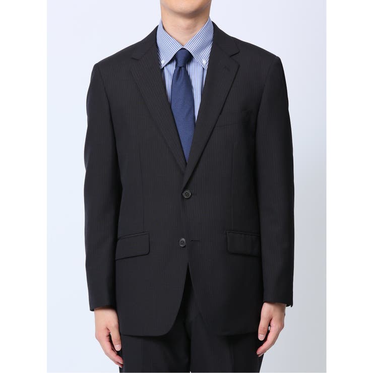 ウール混 レギュラーフィット 2ボタン2ピーススーツ ストライプ紺 | TAKA-Q MEN | 詳細画像5 