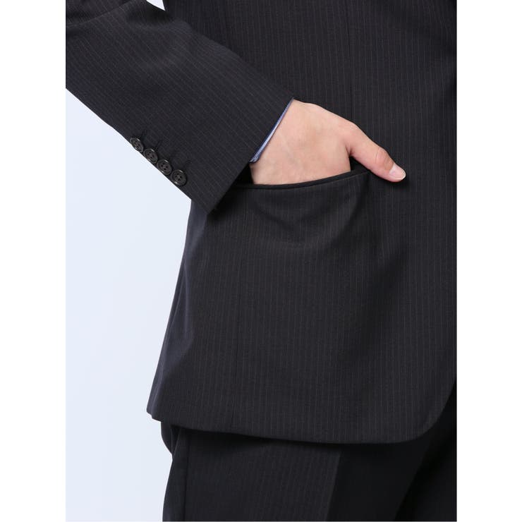 ウール混 レギュラーフィット 2ボタン2ピーススーツ ストライプ紺 | TAKA-Q MEN | 詳細画像9 