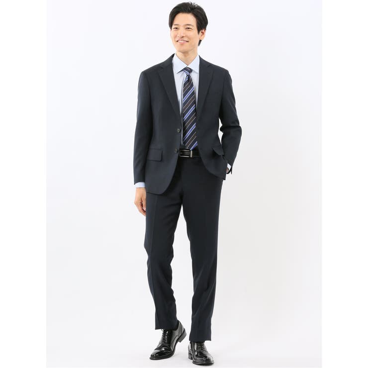 75紺 | ストレッチウォッシャブル リラックスフィット 2ボタン2ピーススーツ 組織紺 | TAKA-Q MEN