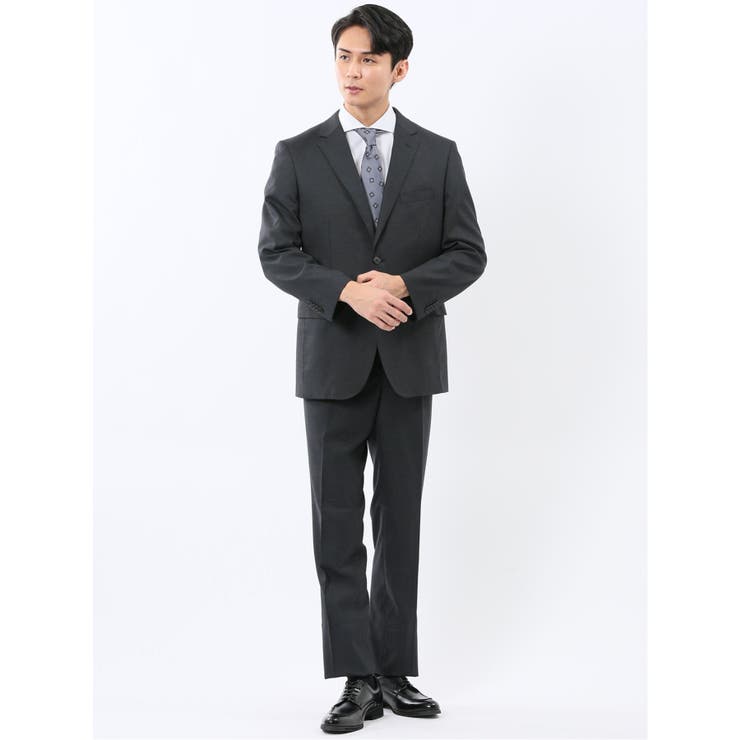 05黒 | ストレッチウォッシャブル レギュラーフィット 2ボタン2ピーススーツ | TAKA-Q MEN