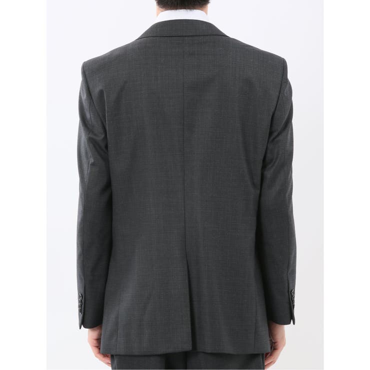 光沢ウール混 レギュラーフィット 2ボタン2ピーススーツ 組織グレー | TAKA-Q MEN | 詳細画像7 