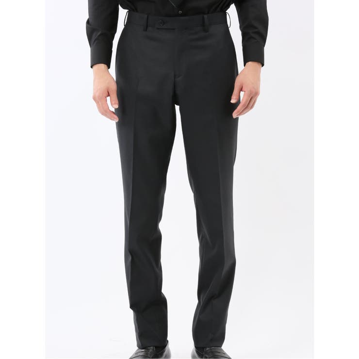 光沢ウール混 スリムフィット 2ボタン3ピーススーツ 組織黒 | TAKA-Q MEN | 詳細画像12 