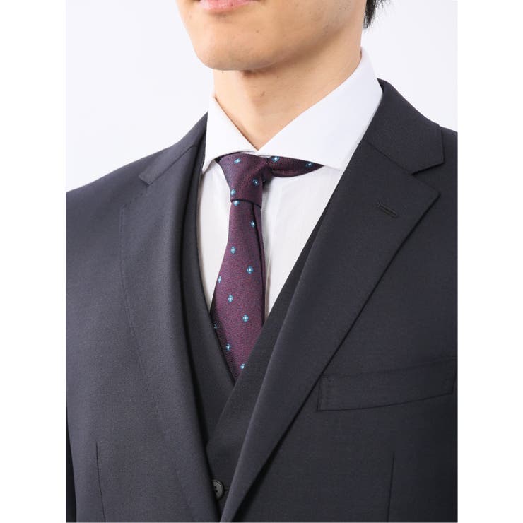 光沢ウール混 スリムフィット 2ボタン4ピース6WAYスーツ 組織紺 | TAKA-Q MEN | 詳細画像6 