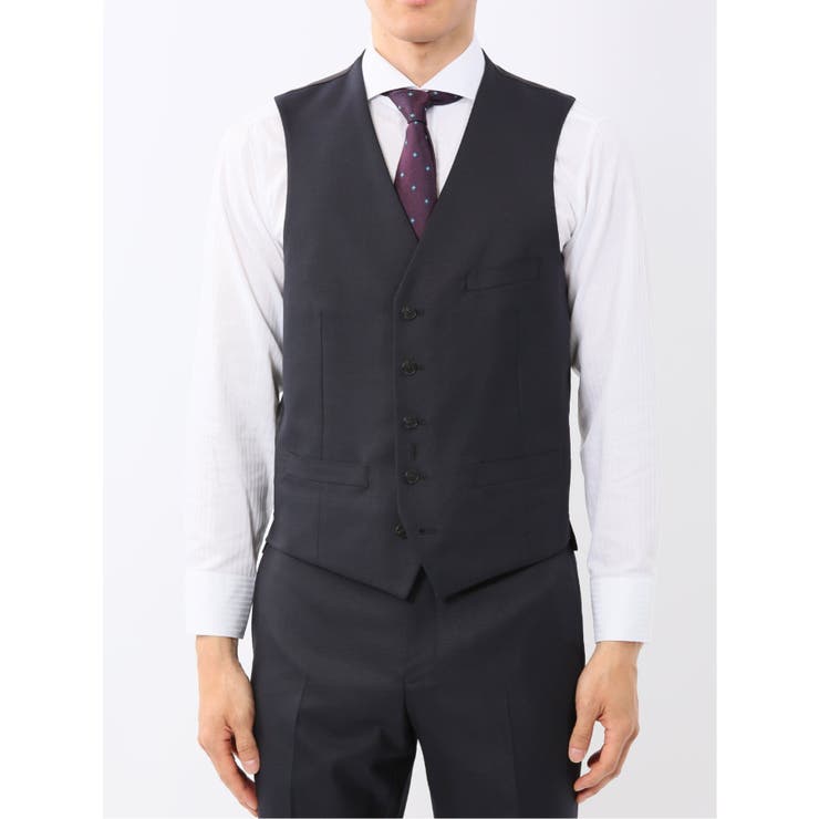 光沢ウール混 スリムフィット 2ボタン4ピース6WAYスーツ 組織紺 | TAKA-Q MEN | 詳細画像9 