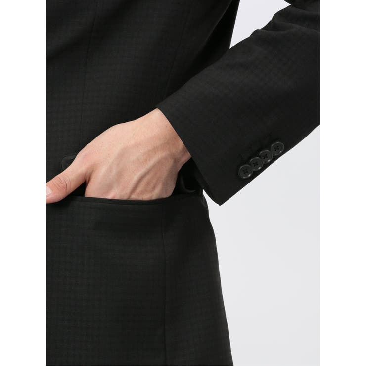 ストレッチウォッシャブル スリムフィット 2ボタン2ピーススーツ 組織黒 | TAKA-Q MEN | 詳細画像9 