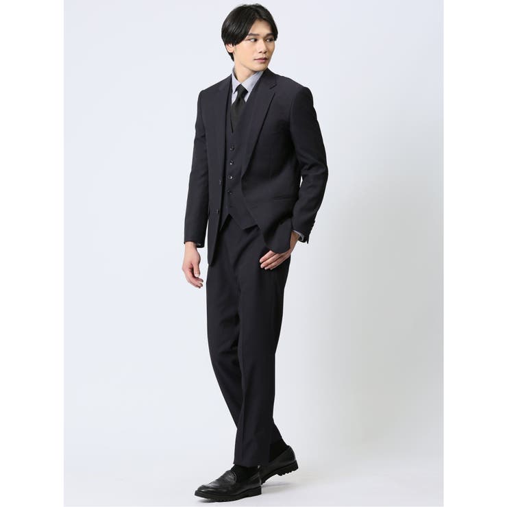 05黒 | ストレッチウォッシャブル スリムフィット 2ボタン3ピーススーツ | TAKA-Q MEN