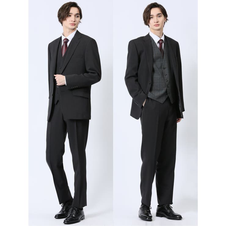 06グレー | ストレッチウォッシャブル レギュラーフィット 2ボタン3ピーススーツ | TAKA-Q MEN