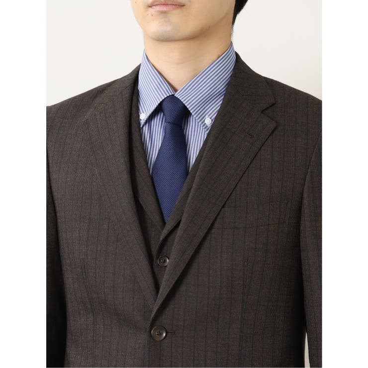 メンズのスーツ ウール 茶色のストライプ - スーツジャケット
