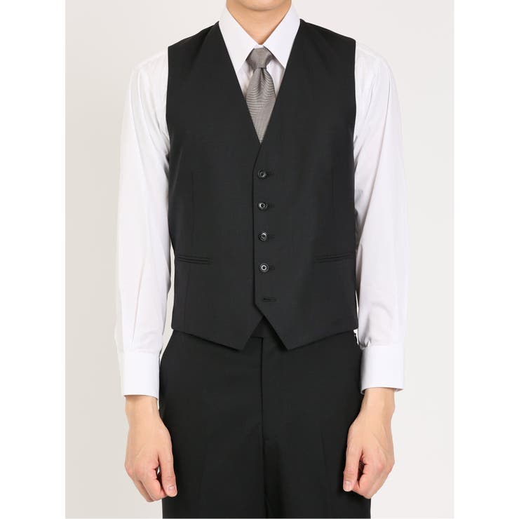 ウール レギュラーフィット 2ボタン3ピーススーツ 無地黒 | TAKA-Q MEN | 詳細画像8 