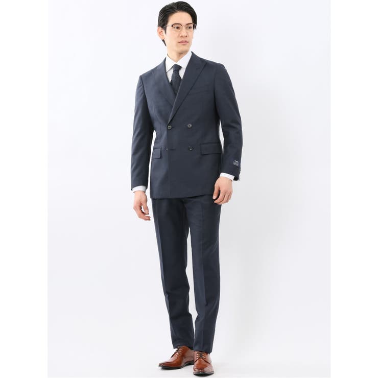 75紺 | マルゾット ウール レギュラーフィット ダブル 2ピース スーツ 組織紺 | TAKA-Q MEN
