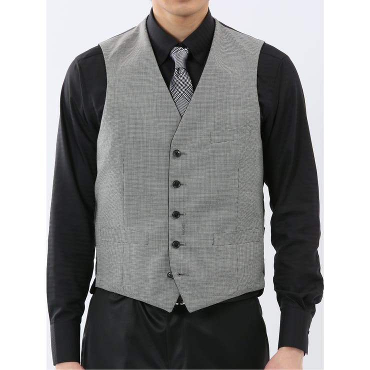 光沢ウール混 スリムフィット 2ボタン3ピーススーツ 黒無地 | TAKA-Q MEN | 詳細画像11 