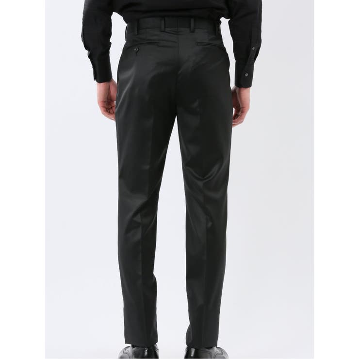 光沢ウール混 スリムフィット 2ボタン3ピーススーツ 黒無地 | TAKA-Q MEN | 詳細画像13 