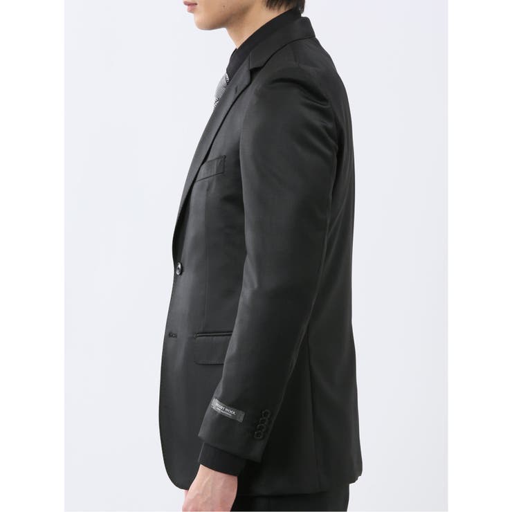 光沢ウール混 スリムフィット 2ボタン3ピーススーツ 黒無地 | TAKA-Q MEN | 詳細画像4 