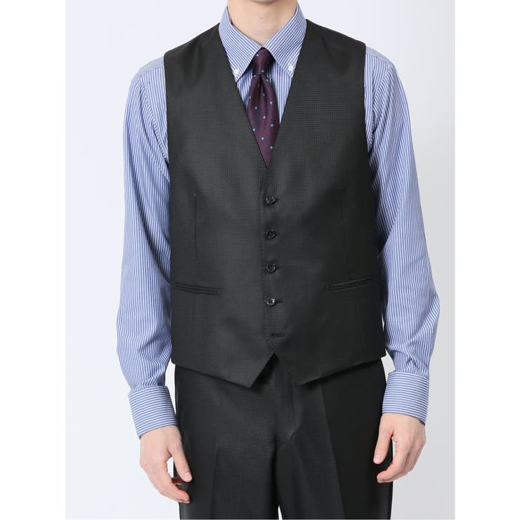 光沢ウール混 スリムフィット 2ボタン3ピーススーツ 千鳥黒[品番：TKQJ0024387]｜TAKA-Q  MEN（タカキュー）のメンズファッション通販｜SHOPLIST（ショップリスト）