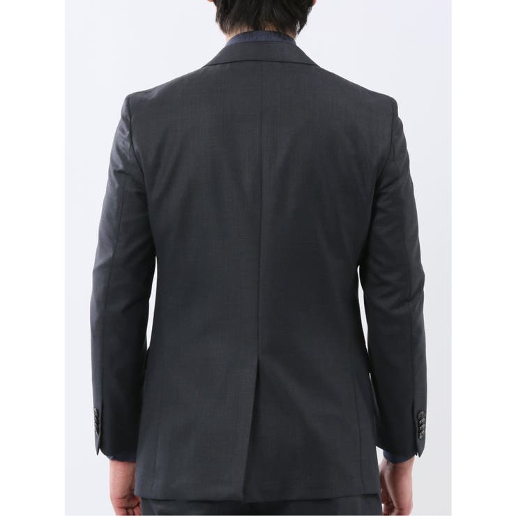 光沢ウール混 スリムフィット 2ボタン3ピーススーツ 組織紺 | TAKA-Q MEN | 詳細画像6 