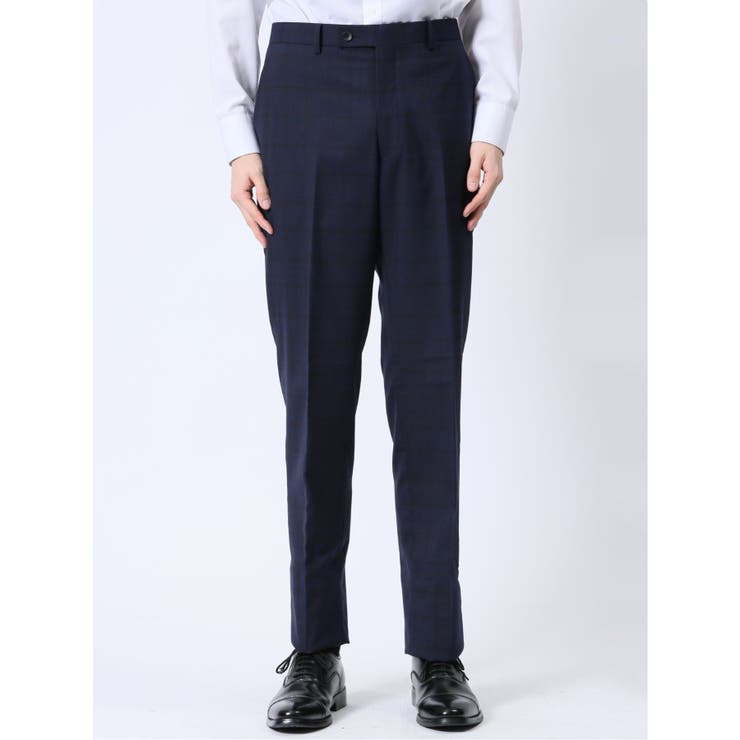 ウール混 レギュラーフィット 2ボタン2ピーススーツ チェック紺 | TAKA-Q MEN | 詳細画像11 