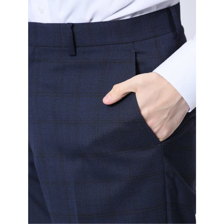 ウール混 レギュラーフィット 2ボタン2ピーススーツ チェック紺 | TAKA-Q MEN | 詳細画像13 
