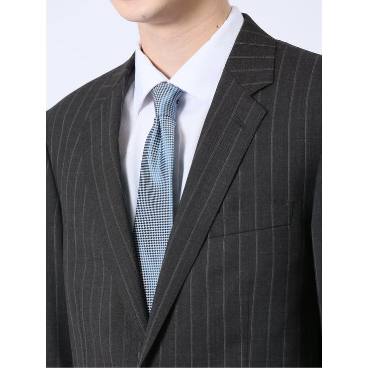 ウール混 レギュラーフィット 2ボタン2ピーススーツ ストライプグレー | TAKA-Q MEN | 詳細画像8 