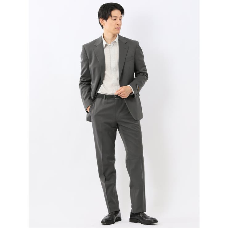 06グレー | ウールナイロン レギュラーフィット 2ボタン2ピーススーツ グレー | TAKA-Q MEN
