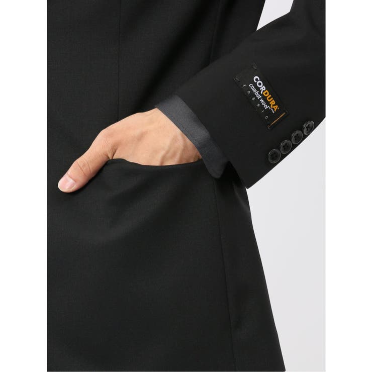 ウールナイロン レギュラーフィット 2ボタン2ピーススーツ 黒 | TAKA-Q MEN | 詳細画像9 