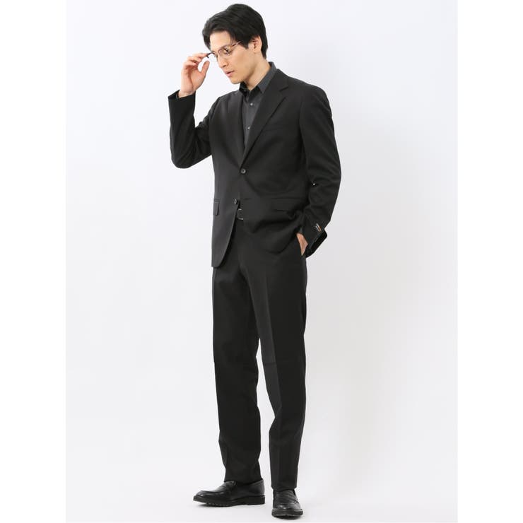 05黒 | ウールナイロン レギュラーフィット 2ボタン2ピーススーツ 黒 | TAKA-Q MEN