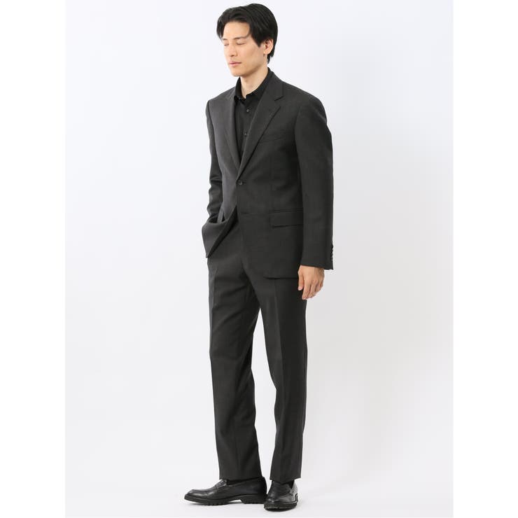 メリノウール混ストレッチ レギュラーフィット 2ボタン2ピーススーツ グレー | TAKA-Q MEN | 詳細画像2 