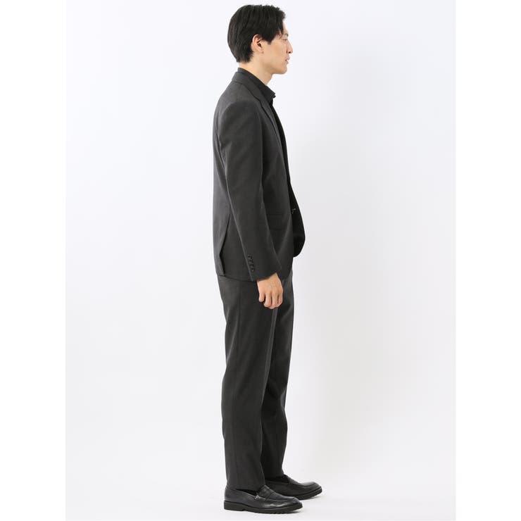 メリノウール混ストレッチ レギュラーフィット 2ボタン2ピーススーツ グレー | TAKA-Q MEN | 詳細画像4 