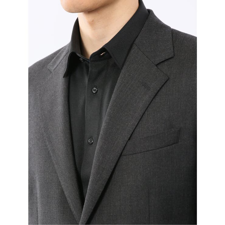 メリノウール混ストレッチ レギュラーフィット 2ボタン2ピーススーツ グレー | TAKA-Q MEN | 詳細画像8 