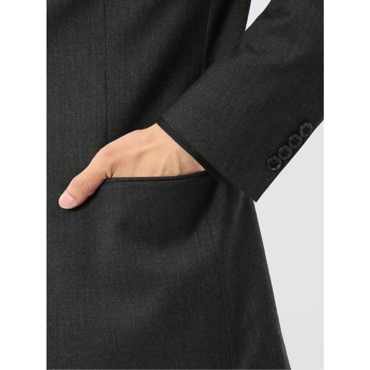 メリノウール混ストレッチ レギュラーフィット 2ボタン2ピーススーツ グレー | TAKA-Q MEN | 詳細画像9 