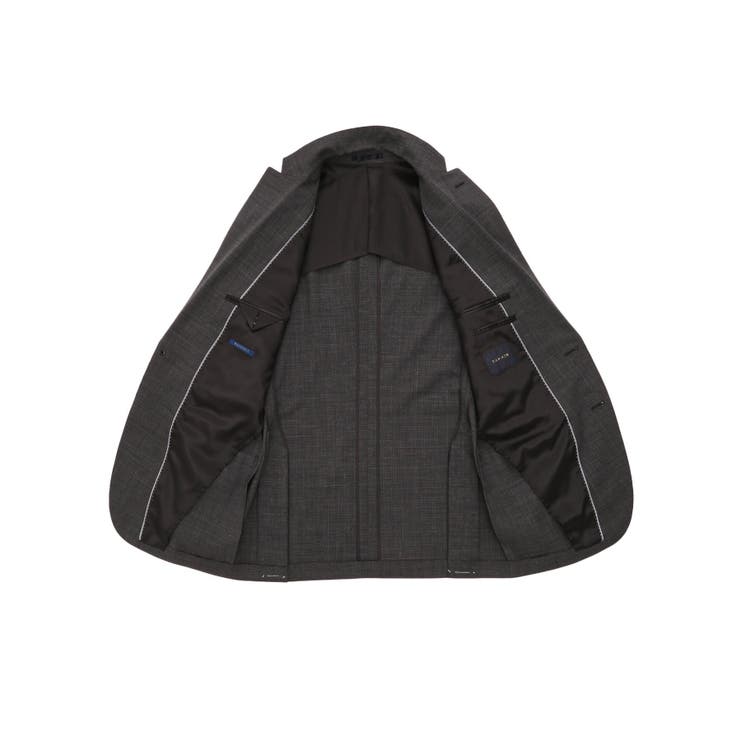 ウール混ストレッチ レギュラーフィット 2ボタン2パンツスーツ 組織柄グレー | TAKA-Q MEN | 詳細画像14 