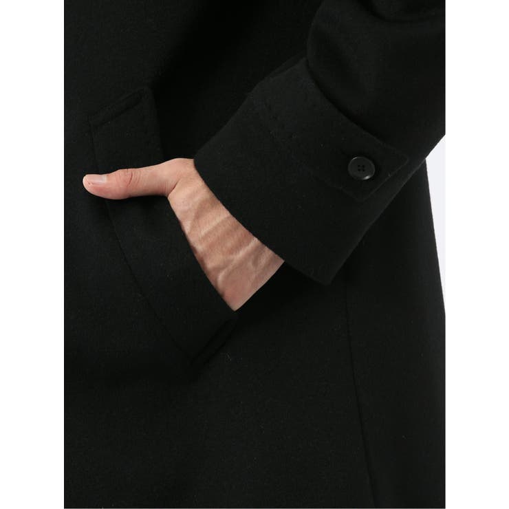 ウール100% ステンカラーコート 無地黒 | TAKA-Q MEN | 詳細画像10 