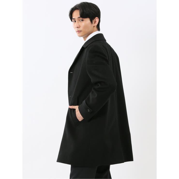 ウール100% ステンカラーコート 無地黒 | TAKA-Q MEN | 詳細画像2 