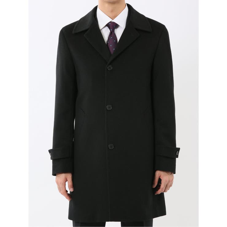 ウール100% ステンカラーコート 無地黒 | TAKA-Q MEN | 詳細画像6 