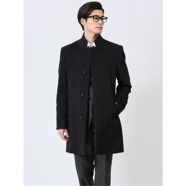 カシミヤ混ウール スタンドコート 無地紺[品番：TKQJ0024207]｜TAKA-Q  MEN（タカキュー）のメンズファッション通販｜SHOPLIST（ショップリスト）