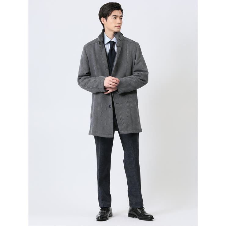 撥水 スタンドカラーコート ヘリンボングレー | TAKA-Q MEN | 詳細画像5 