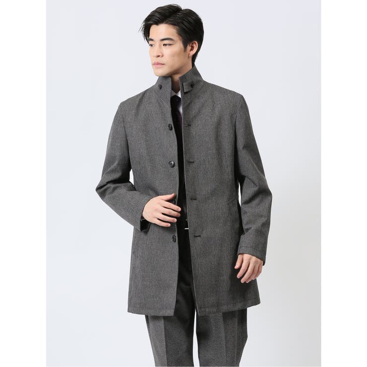 撥水防風 イタリアンカラーコート ホップサックグレー[品番