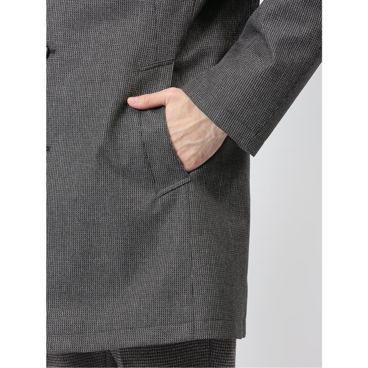 撥水防風 イタリアンカラーコート ホップサックグレー[品番