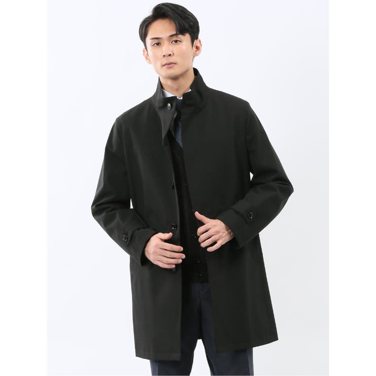 撥水 スタンドカラーコート ヘリンボン黒 | TAKA-Q MEN | 詳細画像1 