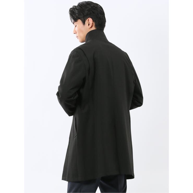 撥水 スタンドカラーコート ヘリンボン黒 | TAKA-Q MEN | 詳細画像4 