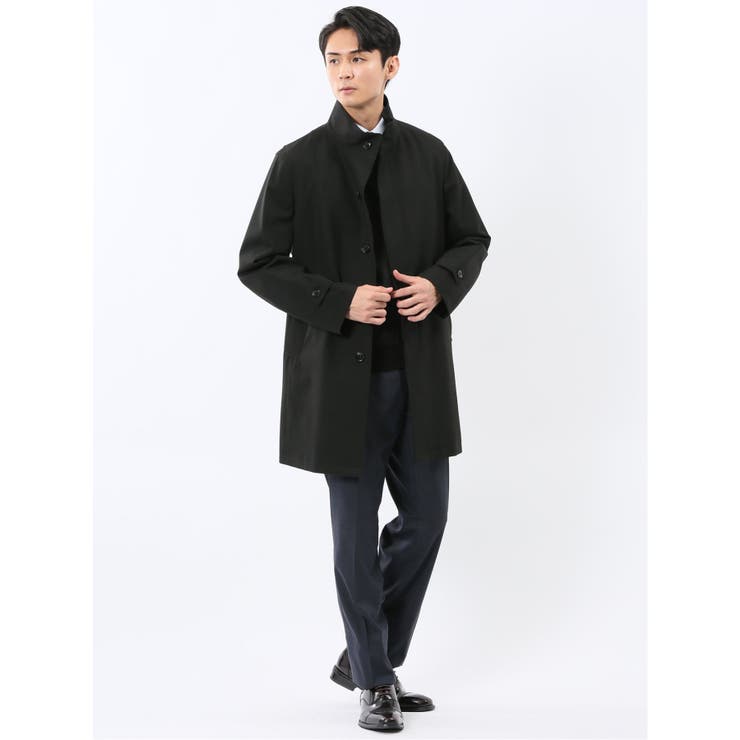 撥水 スタンドカラーコート ヘリンボン黒 | TAKA-Q MEN | 詳細画像6 