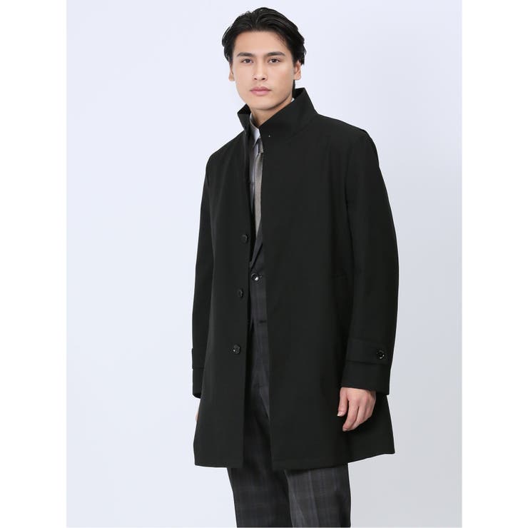 タカキュー　ステンカラーコート　ライナー付　シャドーチェック　ブラック　3L タカキュウ ステンカラーコート タカキュー ステンカラーコート