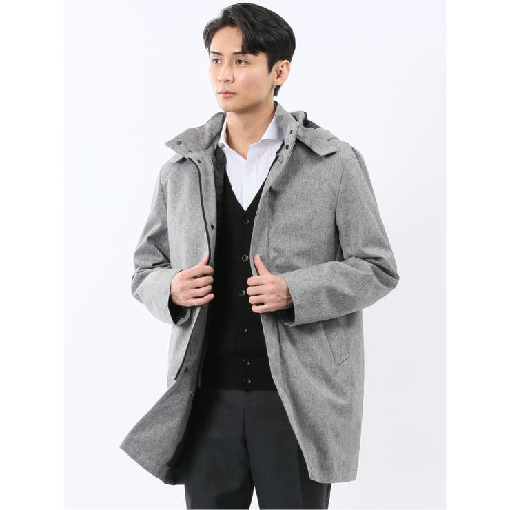 06グレー | 防風 フード脱着 ライナーベスト付き 3WAYコート | TAKA-Q MEN