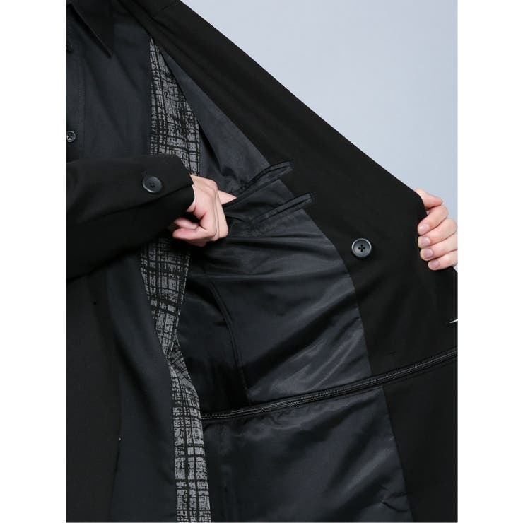 シェラック/SHELLAC 裾脱着ブラックダブルジャケット