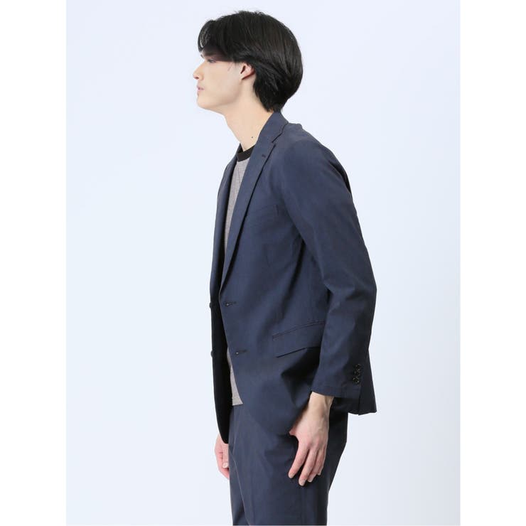 リネン混 スリムフィット 2ボタンジャケット 紺(セットアップ可能) | TAKA-Q MEN | 詳細画像2 